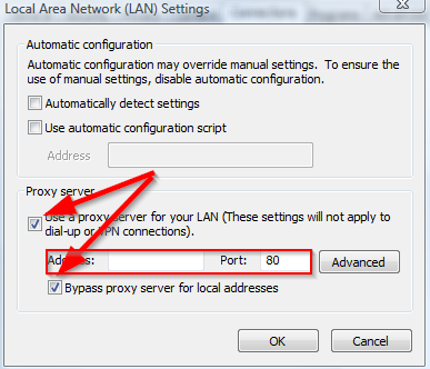  LAN setting for proxy